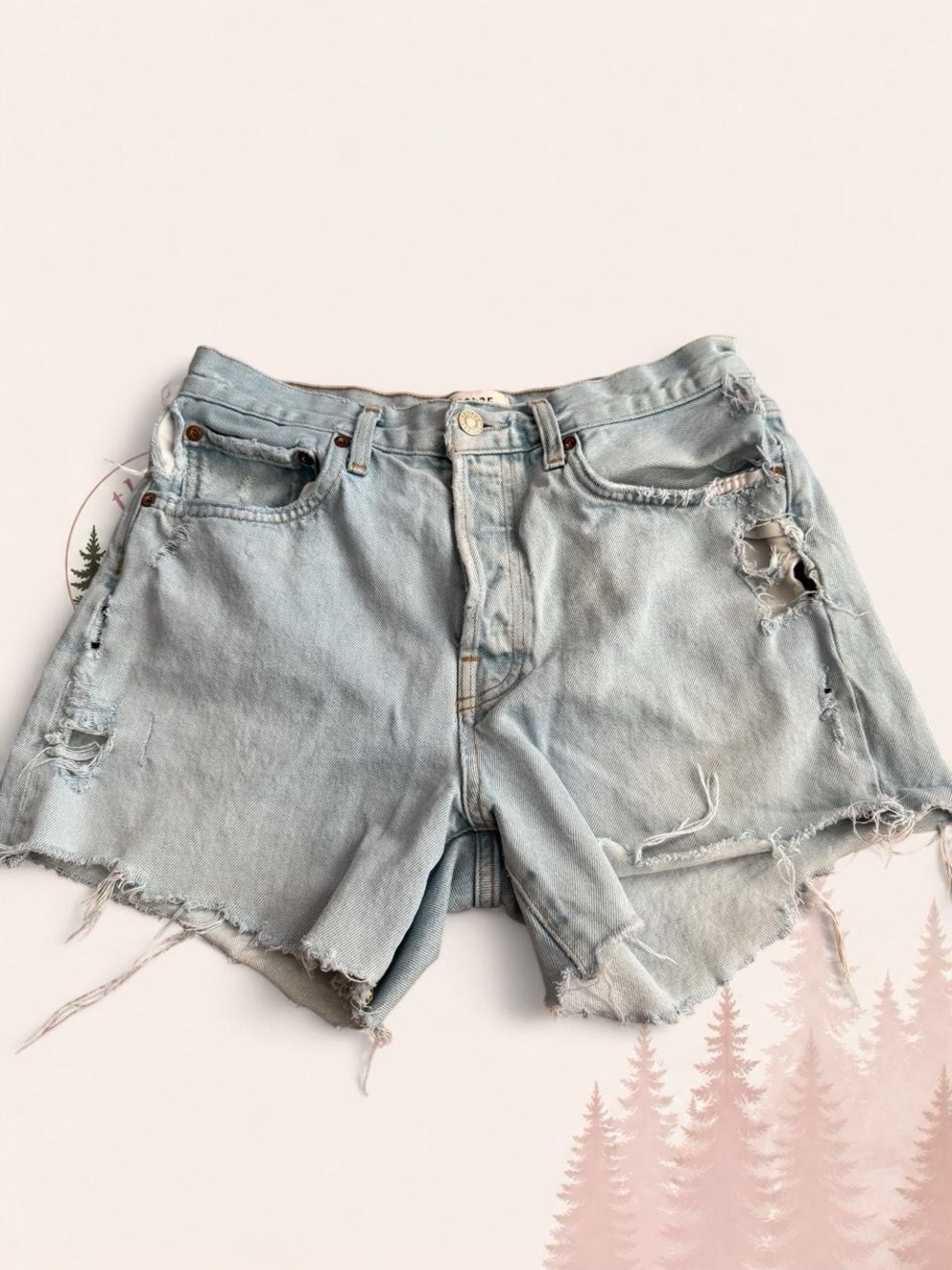 AGOLDE Distressed Cut Off Denim Shorts Light Wash Size 26